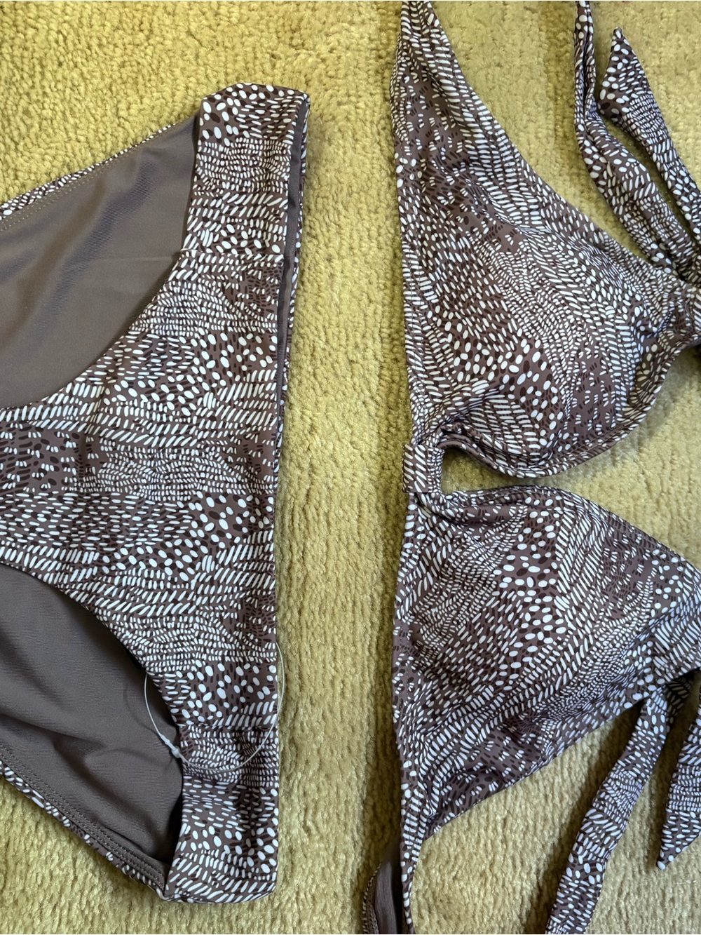 Senita Brown and White Printed Bikini Set